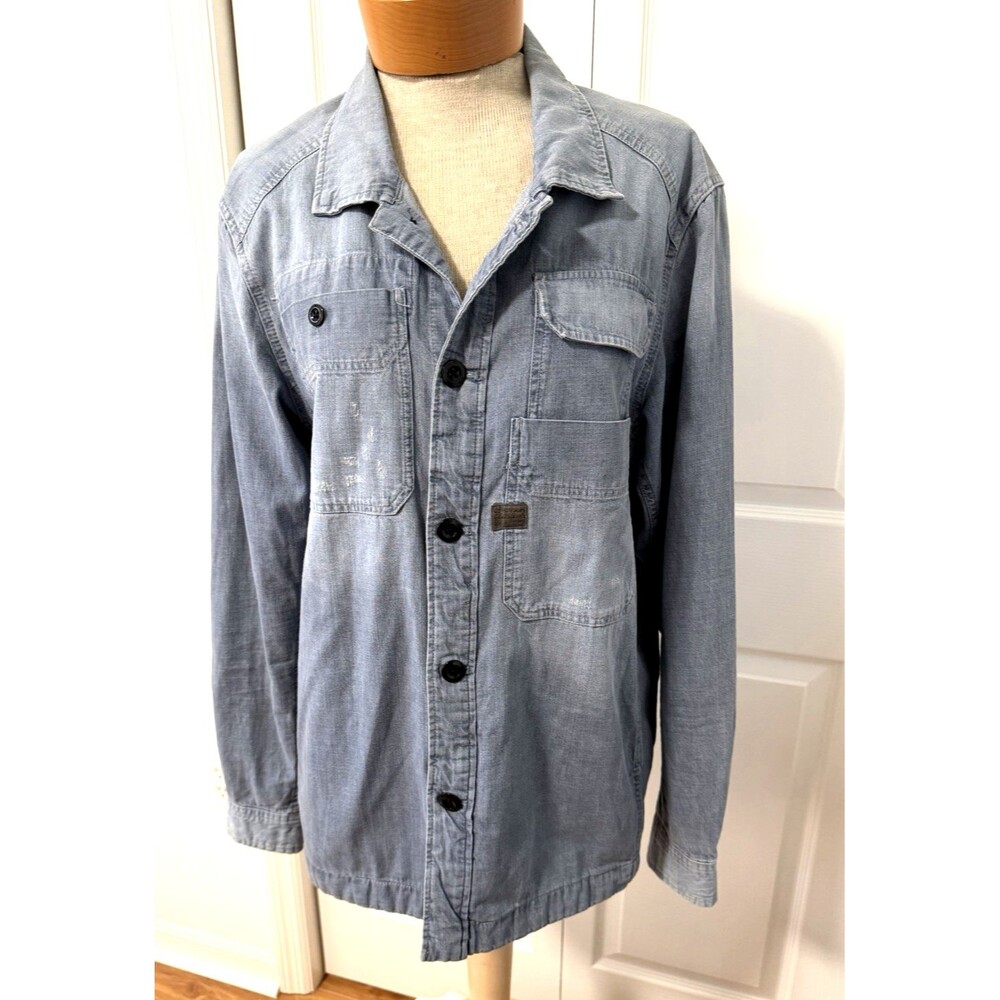G-Star Raw Denim Button Down Shirt Men M Stright Fit Long Sleeve Black Buttons